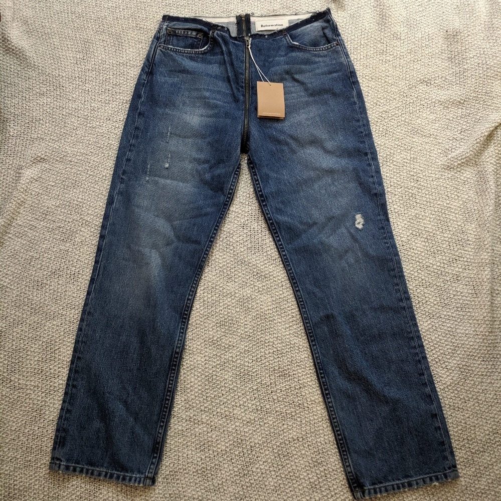 NEW Reformation Zip Crop Straight Leg Jeans 29 - Picture 2 of 7